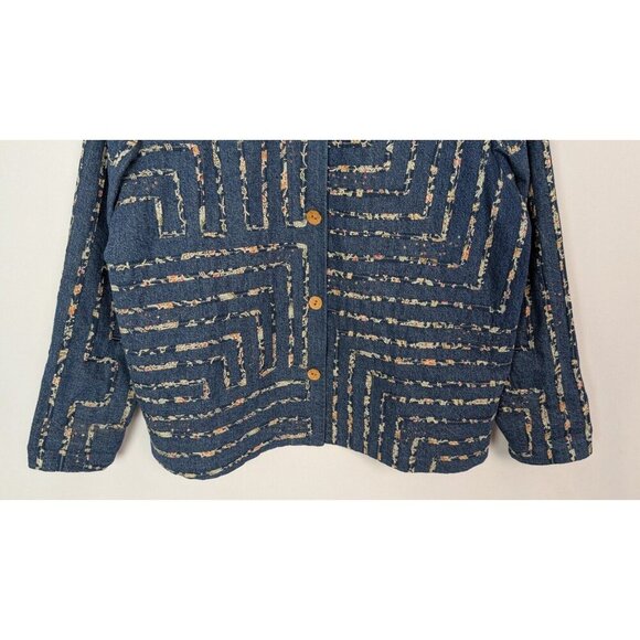 Vintage Coldwater Creek XL Jacket Denim Quilted Floral Embroidered Sequins Boho - Picture 5 of 8